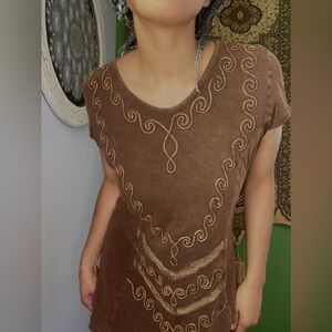 Vintage Brown spiral top/short dress